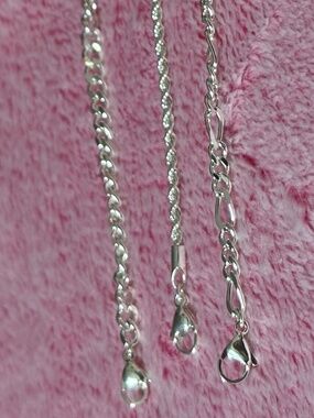 Sterling Silver Plated Ankle Bracelet Set of 3 With Extender